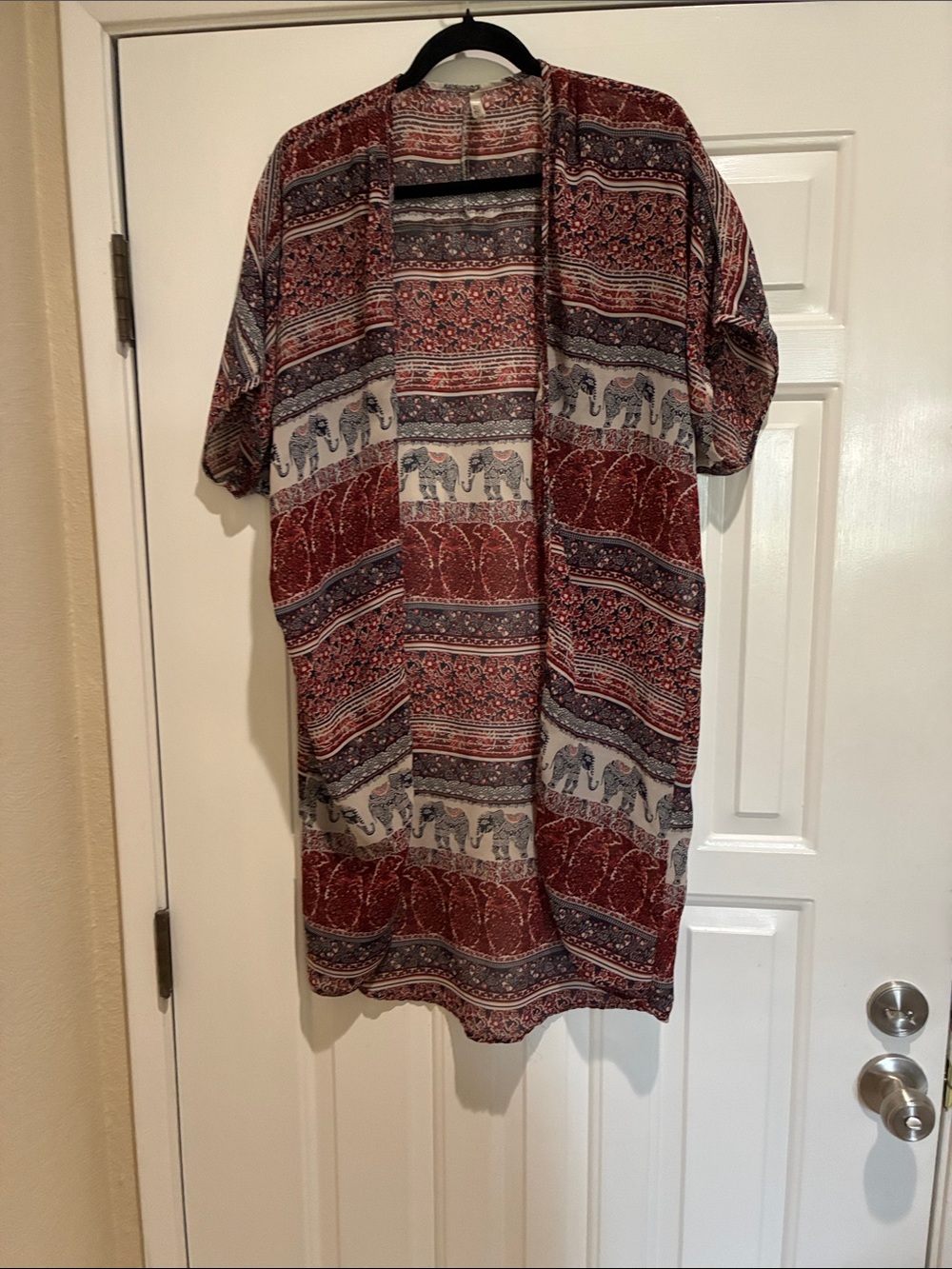Live 4 Truth  Red and Cream Boho Elephant kimono